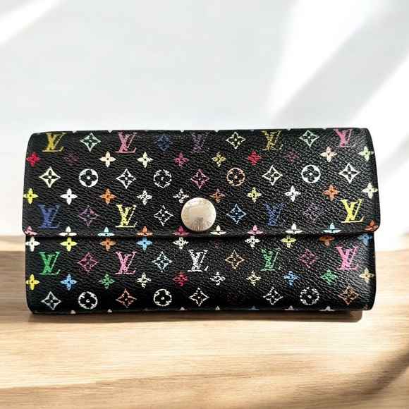 Louis Vuitton Handbags - Authentic Louis Vuitton Murakami Multicolor Rainbow & Black Sarah Long Wallet